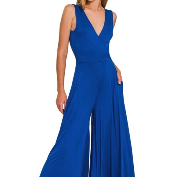 Pants - B104 Surplice Neckline Sleeveless Jumpsuit NEW